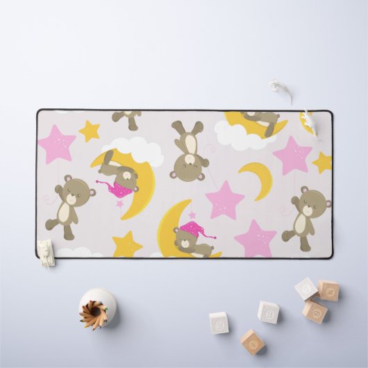 クマのパターン，テディベア，かわいいクマ，スター デスクマット (キッズテーブル)