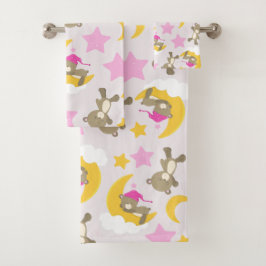 クマのパターン，テディベア，かわいいクマ，スター バスタオルセット