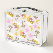 クマのパターン,テディベア,かわいいクマ,スター メタルランチボックス (正面)