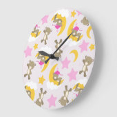 クマのパターン，テディベア，かわいいクマ，スター ラージ壁時計 (傾斜)