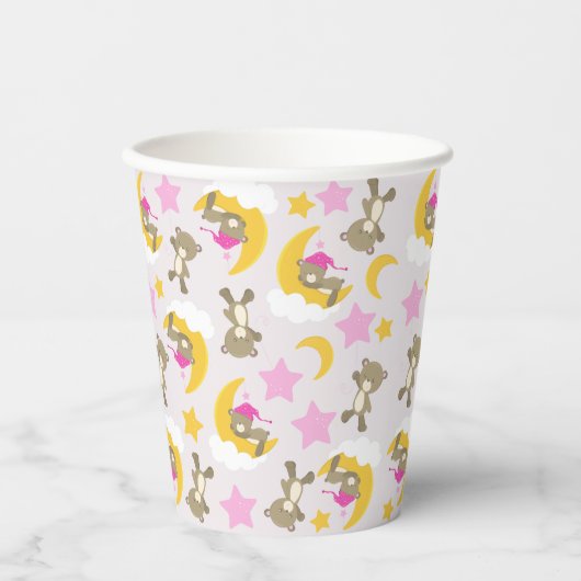 クマのパターン，テディベア，かわいいクマ，スター 紙コップ (正面)