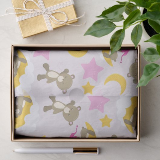 クマのパターン，テディベア，かわいいクマ，スター 薄葉紙 (ギフト)