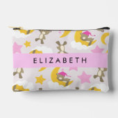 クマのパターン，テディベア，スター，あなたの名前 アクセサリーポーチ (正面)