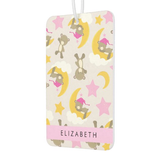 クマのパターン，テディベア，スター，あなたの名前 カーエアーフレッシュナー (左)