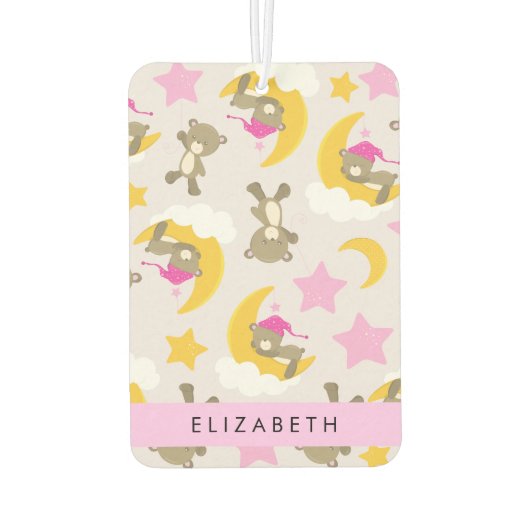 クマのパターン，テディベア，スター，あなたの名前 カーエアーフレッシュナー (裏面)