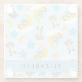 クマのパターン,テディベア,スター,あなたの名前 ガラスコースター (裏面)