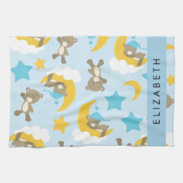 クマのパターン,テディベア,スター,あなたの名前 キッチンタオル