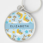 クマのパターン,テディベア,スター,あなたの名前 キーホルダー (正面)