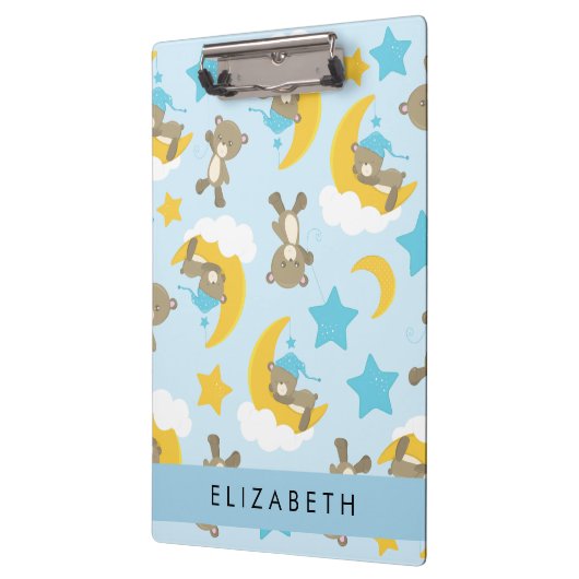 クマのパターン，テディベア，スター，あなたの名前 クリップボード (左)