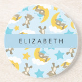 クマのパターン,テディベア,スター,あなたの名前 コースター (正面)