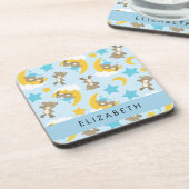 クマのパターン，テディベア，スター，あなたの名前 コースター (左側)