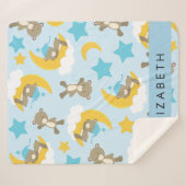 クマのパターン,テディベア,スター,あなたの名前 シェルパブランケット (正面(横))