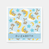 クマのパターン,テディベア,スター,あなたの名前 スタンダードカクテルナプキン (正面)