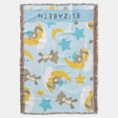 クマのパターン,テディベア,スター,あなたの名前 スローブランケット (正面縦)