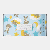 クマのパターン，テディベア，スター，あなたの名前 デスクマット (キーボード&マウス)