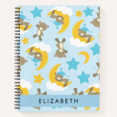 クマのパターン,テディベア,スター,あなたの名前 ノートブック (正面)