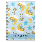 クマのパターン,テディベア,スター,あなたの名前 ノートブック (正面)