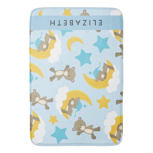 クマのパターン,テディベア,スター,あなたの名前 バスマット (正面縦)