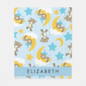 クマのパターン,テディベア,スター,あなたの名前 フリースブランケット (正面)