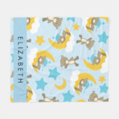 クマのパターン,テディベア,スター,あなたの名前 フリースブランケット (正面(横))