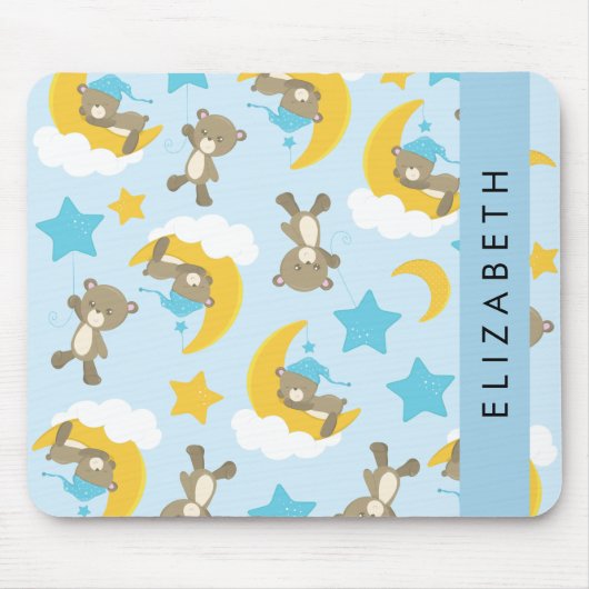 クマのパターン，テディベア，スター，あなたの名前 マウスパッド (正面)