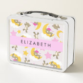 クマのパターン，テディベア，スター，あなたの名前 メタルランチボックス (裏面)