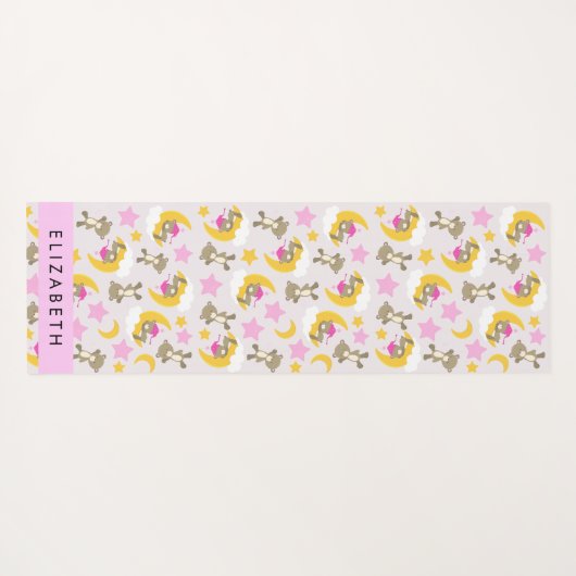 クマのパターン，テディベア，スター，あなたの名前 ヨガマット (裏面(横))