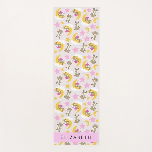 クマのパターン,テディベア,スター,あなたの名前 ヨガマット (正面)