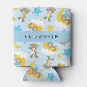 クマのパターン,テディベア,スター,あなたの名前 缶クーラー (裏面)