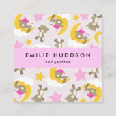 クマのパターン，ベビーシッター，日気に,子供気にの スクエア名刺 (正面)