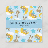 クマのパターン，ベビーシッター，日気に,子供気にの スクエア名刺 (正面)