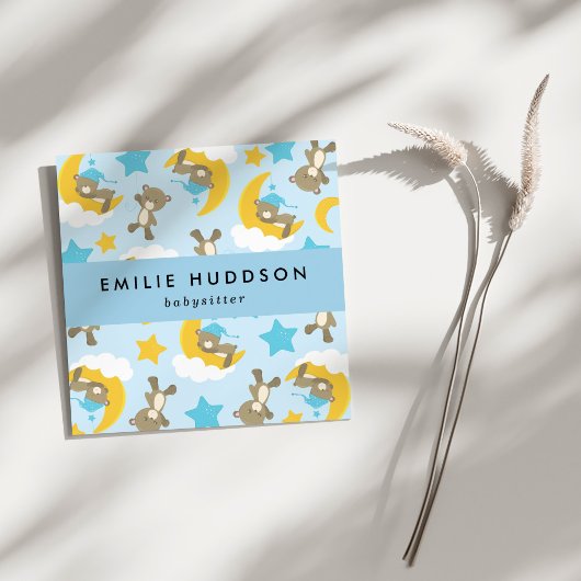 クマのパターン，ベビーシッター，日気に,子供気にの スクエア名刺