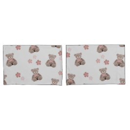 クマのピンクの漫画パターン 枕カバー