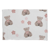 クマのピンクの漫画パターン 枕カバー (正面左)