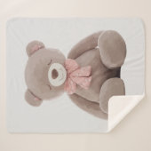 クマのピンクの漫画 シェルパブランケット (正面(横))