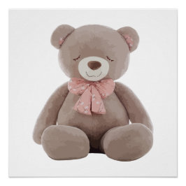 クマのピンクの漫画 ポスター