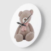 クマのピンクの漫画 ラージ壁時計 (傾斜)