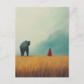 クマのモンスターを小麦畑で飼育 ポストカード (正面)