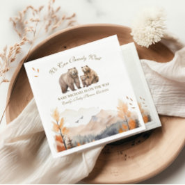 クマの冒険 紅葉の山々 ニュートラルベビーシャワー スタンダードランチョンナプキン