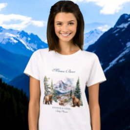 クマの冒険 雪山 冬 マタニティー Tシャツ