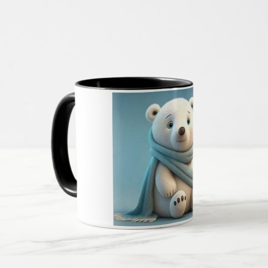 クマの写真がロゴ入りのカップに配置されました。 マグカップ (正面左)