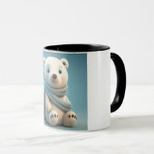 クマの写真がロゴ入りのカップに配置されました。 マグカップ (正面右)