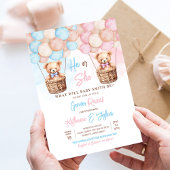 クマの出産前祝い テディベア 性別発表 招待状