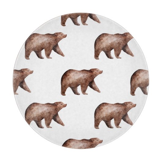 クマの可愛さ:水彩動物のパターン カッティングボード (正面)