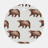 クマの可愛さ：水彩動物のパターン ガラスオーナメント (裏面)