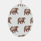 クマの可愛さ：水彩動物のパターン ガラスオーナメント (正面右)