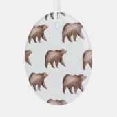 クマの可愛さ：水彩動物のパターン ガラスオーナメント (正面左)