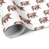 クマの可愛さ：水彩動物のパターン ラッピングペーパー (ロールコーナー)