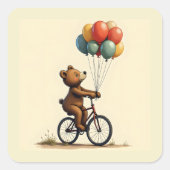 クマの喜びの乗り方ステッカー スクエアシール (正面)