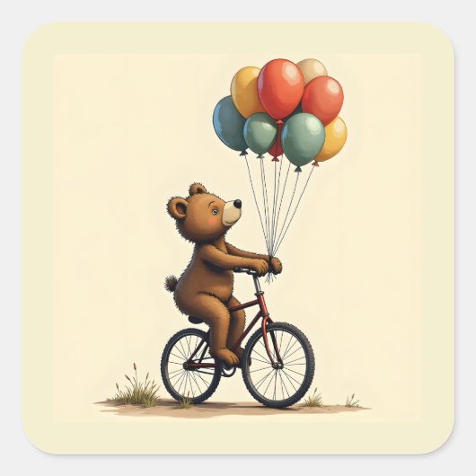 クマの喜びの乗り方ステッカー スクエアシール (正面)